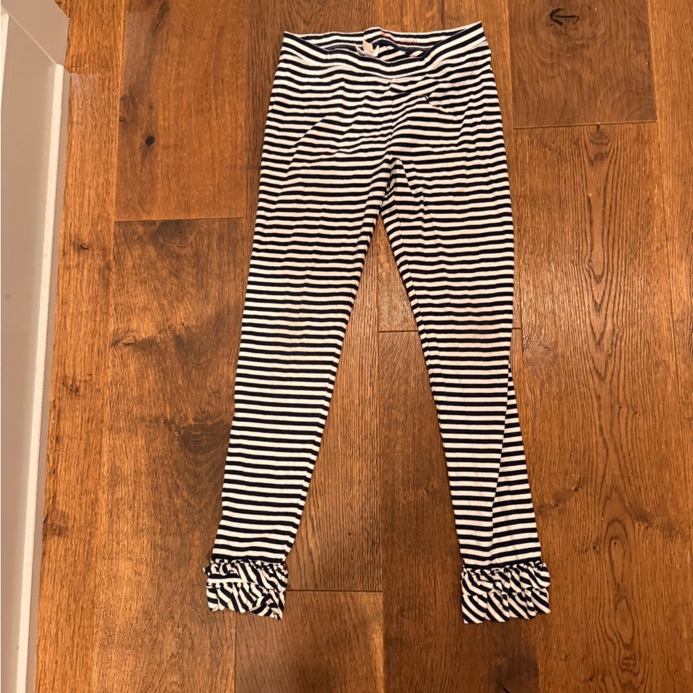 Crewcuts Black and White Striped Leggings with Playful Ruffles